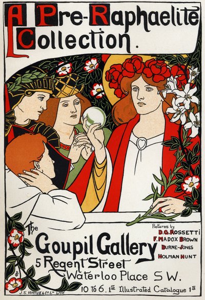 Pre-raafaliittinäyttely Goupil Galleryssä, Lontoo, noin 1897 (juliste). tekijältä Unbekannter Künstler