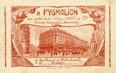 Pygmalion- ranskalaisen tavaratalon mainos. tekijältä Unbekannter Künstler