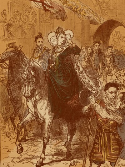 Kuningatar Elizabeth I saapuu Lontooseen 23. joulukuuta 1558 tekijältä Unbekannter Künstler