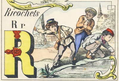 R : rikošetit - Games Alphabet, n. 1890 (kuva) tekijältä Unbekannt