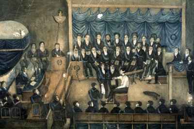 Muurarin vastaanotto loosissa, n. 1820 (akvarelli). tekijältä Unbekannter Künstler