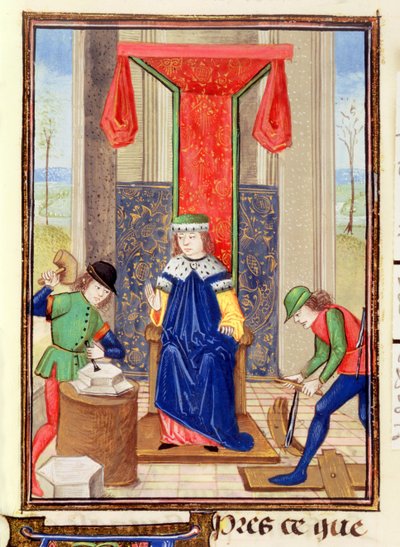 Roy 15 EII f.265 Mestari, puuseppä ja kivenhakkaaja, Bartolomeus Anglicuksen teoksesta "Des Proprietez des Choses" tekijältä Unbekannter Künstler