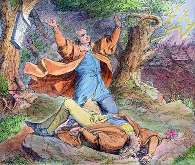 Kohtaus protestanttisen uskonpuhdistajan Martti Lutherin elämästä tekijältä Unbekannter Künstler