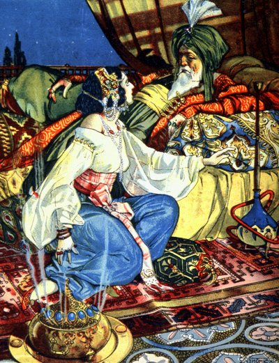 Scheherazade ja kalifi, n. 1920 (kuvitus). tekijältä Unbekannter Künstler