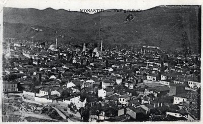Serbia, Monastir: yleinen näkymä kaupunkiin, Monastir on nimeltään desormais Bitola ja sijaitsee Makedoinassa - Postikortti 1914-1918 tekijältä William M. Timlin