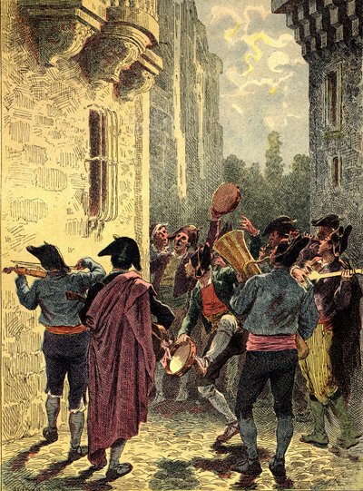 Espanjalainen serenadi. Kaiverrus teoksessa "The Peoples of the Earth" 1890. tekijältä Unbekannter Künstler
