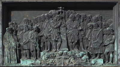 Strasbourg, Gutenbergin veistoksen bareljeefi. Euroopassa tekijältä William M. Timlin