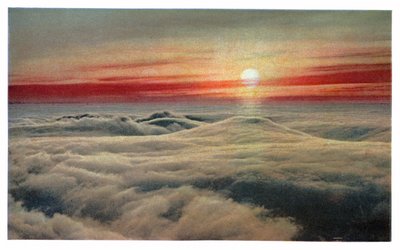 Auringonnousu pilvien yläpuolella, noin 1930 (tulostus) tekijältä Unbekannter Künstler