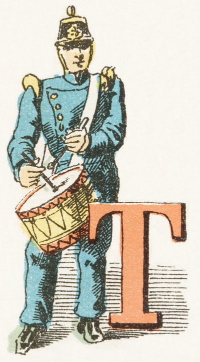 T - Tambour - Childish Alphabet, Editions Gordinne 1920 (kaiverrus) tekijältä Unbekannt