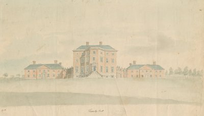 Teddesley Hall: akvarellimaalaus ja [1700-luvun loppu] tekijältä Unbekannt