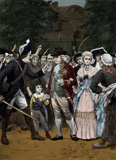Ranskan kuninkaallinen perhe matkalla Assembly 1792 -kokoukseen tekijältä Unbekannter Künstler