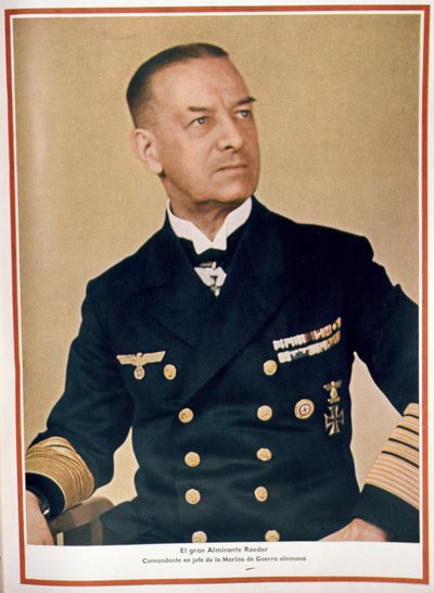 Suuri amiraali Raeder (1876-1960), merijalkaväen ylipäällikkö, Signal-lehden numerosta 3, helmikuun 1943 ensimmäinen painos (kuva). tekijältä Unbekannter Künstler