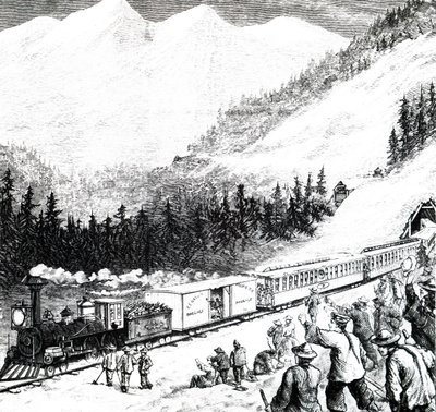Pacific Railroad Sierra Nevadan vuoristossa. tekijältä Unbekannt