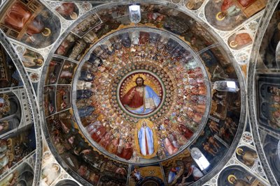 Padovan kastekappeli. Giusto de Menabuoin kattofreskot 1300-luvulta. Paratiisi. Siunaa Kristusta enkeleillä, patriarkoilla, profeetoilla ja pyhillä. Padova. Italia. (kuva) tekijältä Unbekannt