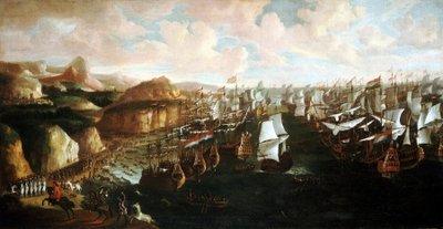Vilhelm III Oranialaisen (tai Vilhelm III Englannin) (1650-1702) saapuminen Torbayhin (Englanti) 5. marraskuuta. tekijältä Unbekannter Künstler