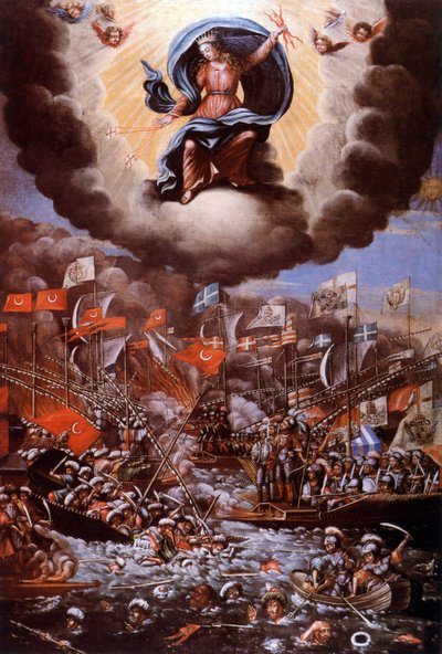 Lepanton taistelu (1571), maalaus tekijältä Unbekannter Künstler