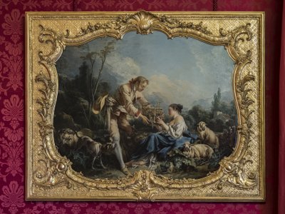 Omahyväinen pastori tai häkki. François Boucherin (1703-1770) maalaus. Prinsessan paraati tai paraatihuone. Hotel de Soubise, Pariisi tekijältä Unbekannt