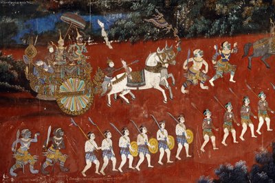 Hopeisen pagodin yhdistelmäseinien sisäosa on peitetty seinämaalauksilla, jotka kuvaavat tarinoita Reamkerista, eli klassisen intialaisen eeposen, Ramayana-khmerien versiosta. Jotkut seinämaalausten osat ovat huonokuntoisia ja säävaurioita. Seinämaalaukset tekijältä Unbekannt