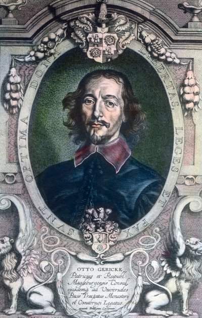 Magdeburgin kaupungin pormestari Otto von Guericke tunnettiin myös poliitikkona, lakimiehenä, fyysikkona ja keksijänä. tekijältä Unbekannter Künstler