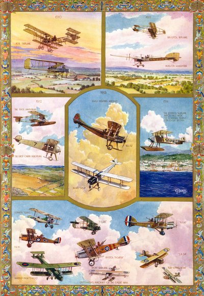 "Ilmailun kehitys vuosina 1910-1918". tekijältä Unbekannter Künstler
