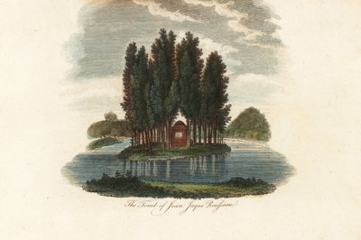 Ranskalaisen kirjailijan Jean-Jacques Rousseaun hauta. 1803 (kaiverrus) tekijältä Unbekannter Künstler