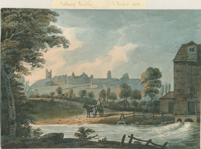 Tutbury Castle - Kaakkoisnäkymä: akvarellimaalaus, 1808 tekijältä Unbekannt