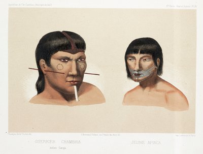 Kaksi Etelä-Amerikan intiaania, n. 1843-1847 tekijältä Unbekannt