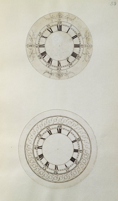 Kaksi mallia suurille emaloiduille kellokelloille, mekaanisista muistiinpanoista ja piirustuksista, jotka ovat laatineet John Harrison (1693-1776) ja hänen poikansa William (n. 1726-72) (kynä ja muste paperille) tekijältä Unbekannt