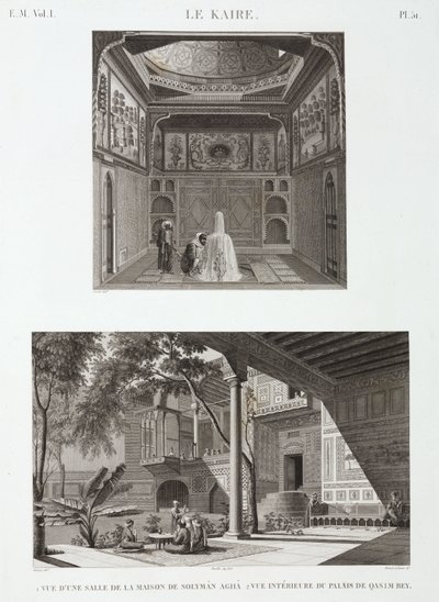 Kaksi esimerkkiä islamilaisesta arkkitehtuurista, Kairo, Egypti, n. 1798 tekijältä Unbekannt