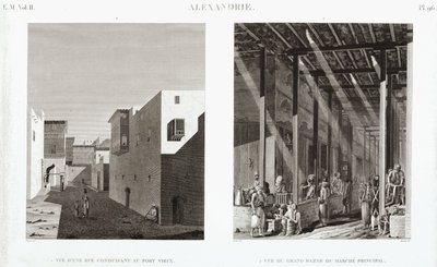 Kaksi näkymää Aleksandriaan, Egyptiin, n. 1798 tekijältä Unbekannt