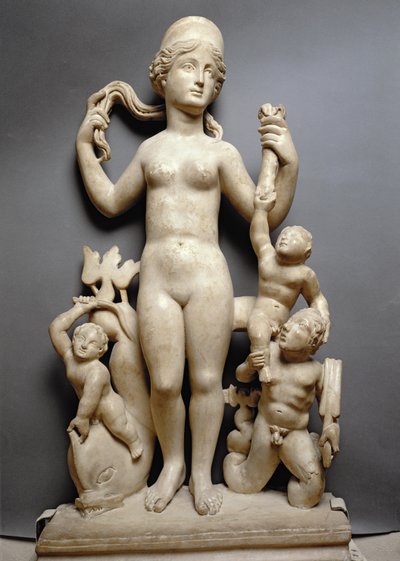 Venus putilla, tritonilla ja delfiinillä, roomalainen, 4. vuosisata jKr. (marmori) tekijältä Unbekannt