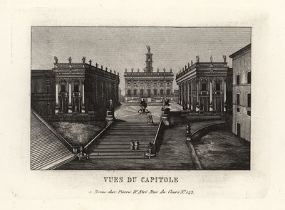 Näkymä Capitoline-kukkulalle. Piazza del Campidoglio, Palazzo Senatorio, Rooma. tekijältä Unbekannt