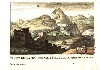 Näkymä Kiinan muurista lähellä Kou-Pee-Keowia, Kiinan ja Itä-Tartarian välisellä solalla. Kohdasta Samuel Holmesin (18.-19. vuosisata) Journal of a Voyage to China and Tartary. dell