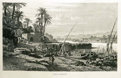 Näkymä Aswanin satamaan Egyptissä - kuva Egyptin atlasesta tekijältä Unknown