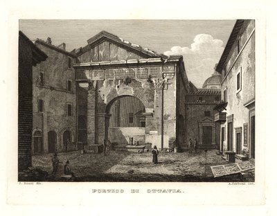 Näkymä Portico of Octavia tai Portico of Octavia (Portico di Ottavia), Rooma tekijältä Unbekannt