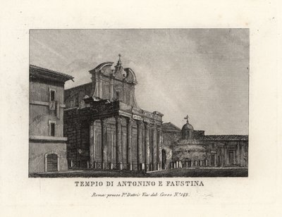 Näkymä Antoninuksen ja Faustinan temppelille, Tempio di Antonino e Faustina, Forum Romanum, Rooma tekijältä Unbekannt