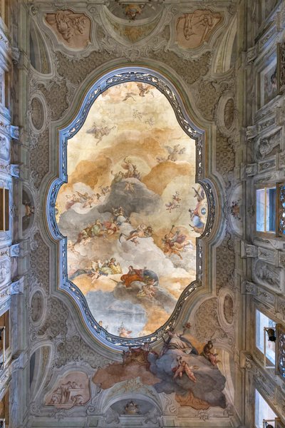 Näkymä kattoon, eteiseen tai eteiseen, Teatro Grande, Brescia, Italia (kuva) tekijältä Unbekannter Künstler
