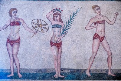 Villa Romana del Casale, Piazza Armerina, Sisilia, Italia. Mosaiikki. tekijältä Unbekannter Künstler