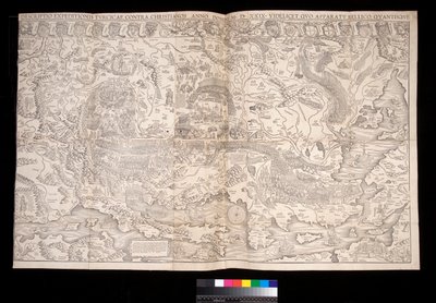 Seinäkartta Turkin kampanjasta vuodelta 1529, kirjoittaneet Johann Haselberg (fl.1514–37) ja Christoph Zell (k.1590), Nürnberg tekijältä Unbekannt