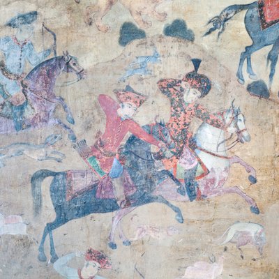 Seinämaalauksia Qeysarieh-portaalissa, Naqsh-e Jahan Imam Square, Esfahan, Iran (fresko) tekijältä Unbekannter Künstler