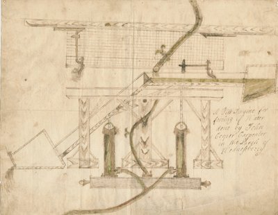 Wednesbury - A Tilt Engine: kynä- ja mustepiirustus, nd [c 1710] tekijältä Unbekannt