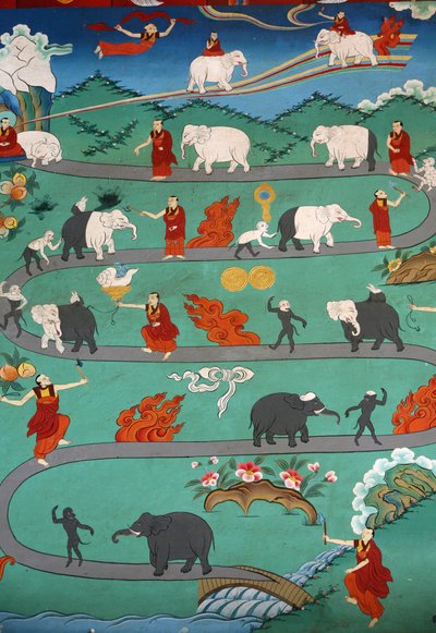 Valkoisen norsun tarina Kopanin luostarissa, Katmandussa, Nepalissa tekijältä Unbekannt