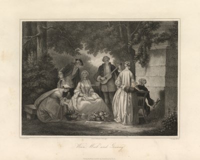 Viini, naiset ja laulu, Triest, n.1850 (kaiverrus) tekijältä Unbekannter Künstler