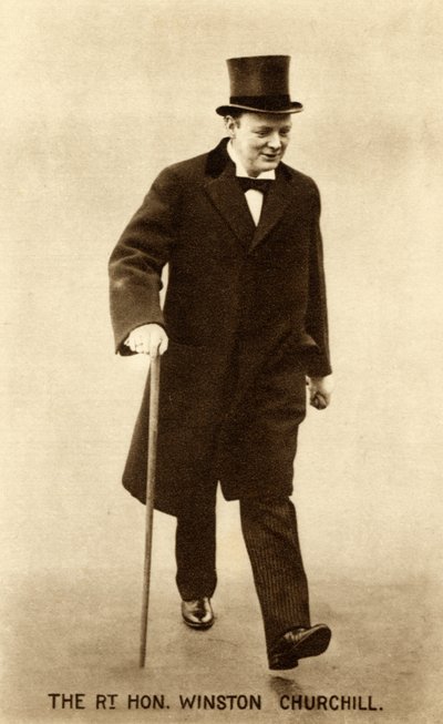Winston Churchill vierailee pääministeri Herbert Henry Asquithin luona maanantaina 26. 1914 (b/w kuva) tekijältä Unbekannter Künstler