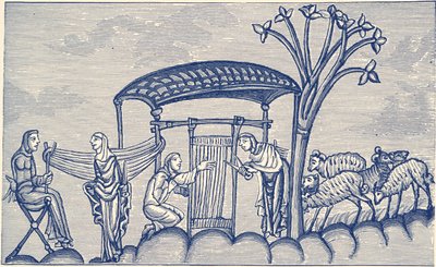 Nainen kutoo, 1130 - 1174 jKr. tekijältä Unbekannter Künstler