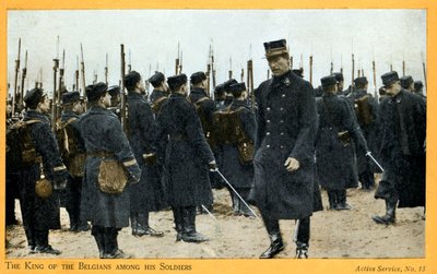 1. maailmansota: Belgian Albert I joukkojensa kanssa (postikortti) tekijältä Unbekannter Künstler