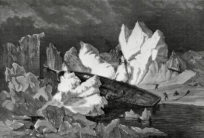 Jään murskaama Hansan hylky, lokakuu 1869, Jäämeri, Saksan toinen pohjoisnaparetkikunta tekijältä William M. Timlin