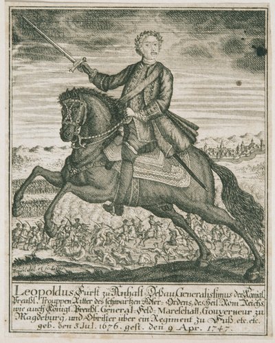 Preussin armeijan komentaja Leopold I. Anhalt-Dessaun prinssi tekijältä Unbekannter Stecher
