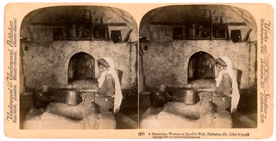 Samarialainen nainen Jacobs Wellissä, Palestiinassa, 1900. tekijältä Underwood and Underwood