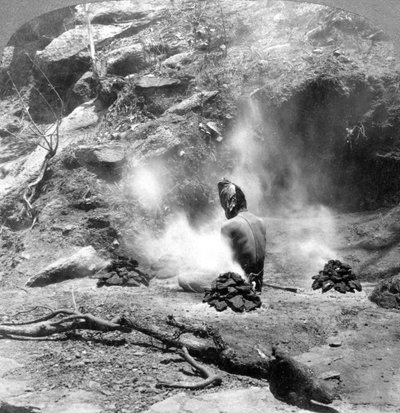 Erakko, joka tekee parannuksen Gem Lakessa, Mount Abussa, Intiassa, 1903. tekijältä Underwood and Underwood